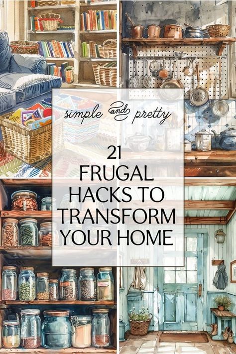 Discover how to organize your home with minimal spending. Use everyday items for stylish and practical storage solutions. Organizational Ideas For Home, Aesthetic Clutter, Vintage Organization, Upcycled Organization, Apartment Organization Diy, Frugal Kitchen, Organize Home, Cozy Clutter, Home Organization Tips