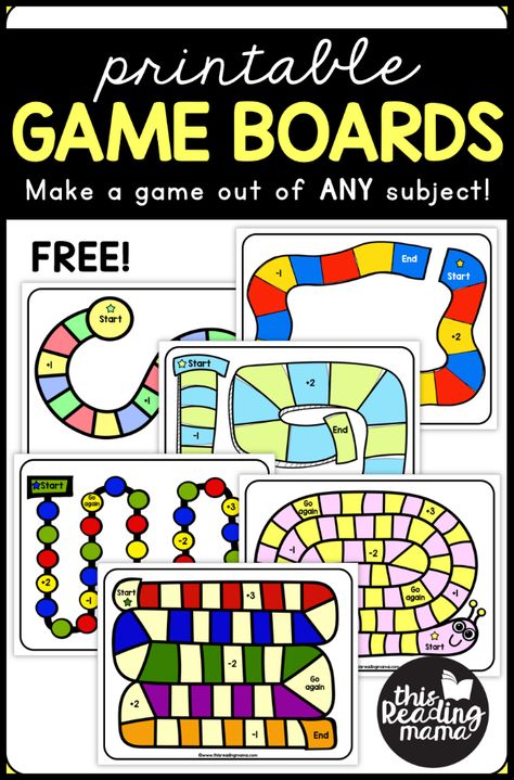 Grab these FREE printable game boards that you can use with ANY subject. Two levels are included: shorter game boards and longer game boards. Enjoy! Free Printable Game Boards, Boardmaker Printables Free Downloads, Printable Board Games Template, How To Make A Board Game, Game Board Ideas, Free Printable Board Games, Blank Game Board, Free Board Games, Board Game Template