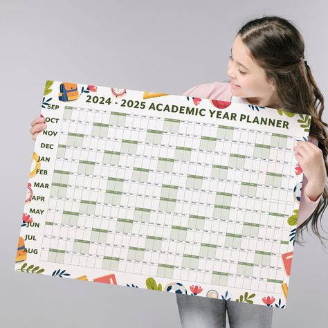 Academic Wall Calendar 2025-2025 - A1 Print Rolled Large Wall Calendar, Planner Covers, Wedding Numbers, Wall Planner, School Celebration, Seating Plan Wedding, Grid Layouts, Student Planner, Wedding Timeline