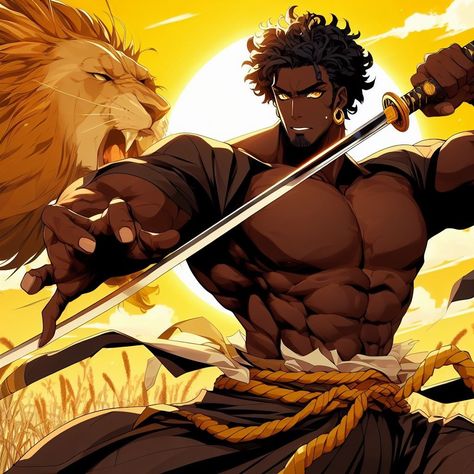 Lion Samurai, African Artwork, Chara Design, Multimedia Artist, Black Boy, Have Inspiration, Black Characters, Afro Art, Character Designs