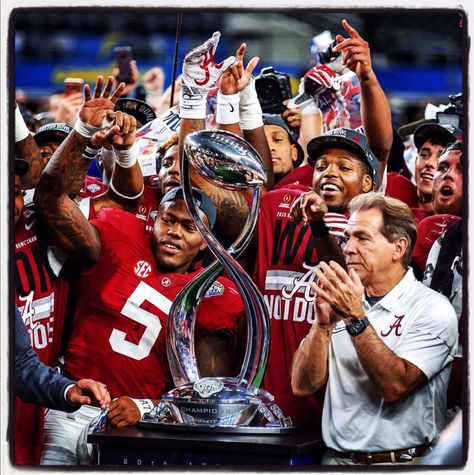 Nick Saban, Cyrus Jones and Alabama receive the Cotton Bowl trophy - on to the National Championship game vs Clemson  #Alabama #RollTide #BuiltByBama #Bama #BamaNation #CrimsonTide #RTR #Tide #RammerJammer #CottonBowl #CFBPlayoff Alabama Sec Championship, Alabama National Championship, Rammer Jammer Yellow Hammer, Sec Championship, Bear Bryant, Alabama Football Roll Tide, Rammer Jammer, Bama Football, Alabama Crimson Tide Football