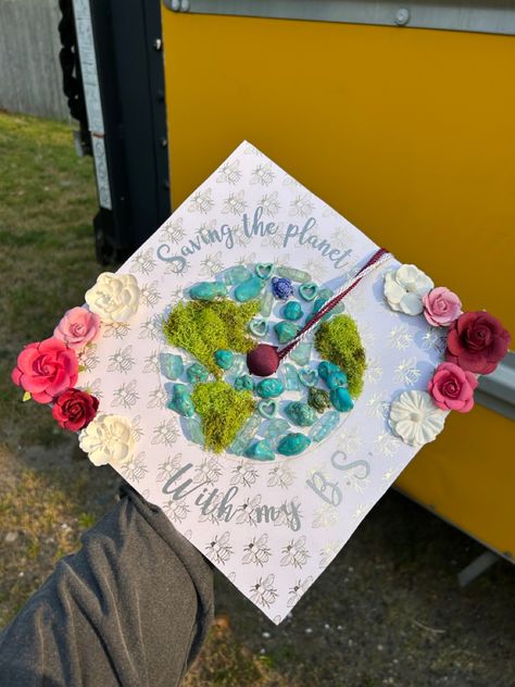 Geology Graduation Cap, Environmental Graduation Cap, Environmental Science Graduation Cap, Nature Graduation Cap, Nature Grad Cap, Simple Graduation Cap Designs, Science Grad Cap, College Cap Decorations, Science Graduation Cap