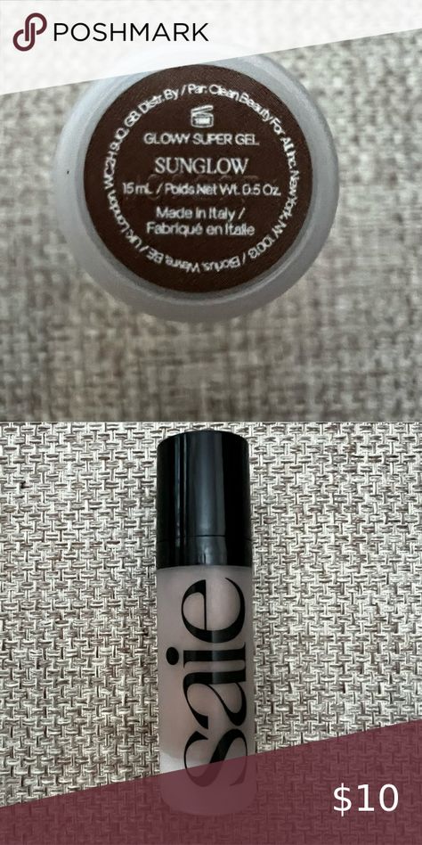 Saie mini glowy super gel lightweight dewy highlighter in sun glow mini size Dewy Highlighter, Glowy Super Gel, Highlighter, Sun, 10 Things, Fashion Tips, Clothes Design