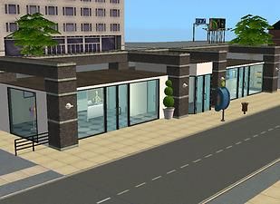 Mini Mall Design, Sims 2 Community Lot, Commercial Facade, Mall Ideas, Ts4 Builds, Commercial Building Plans, Sims 2 House, Community Places, Hotel Design Architecture