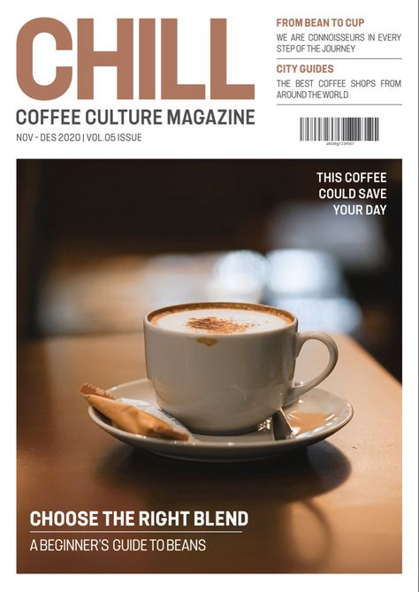 Magazine Cover Design Cafe Magazine Layout, Coffee Magazine Layout, Coffee Magazine Cover, Cafe Poster Design Ideas, Coffee Layout, Cafe Magazine, Travel Magazine Design, Coffee Magazine, Booklet Layout