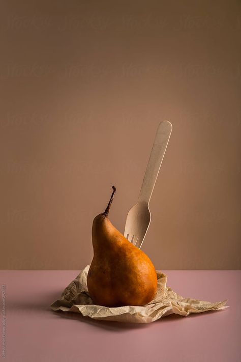 "Pear Food Still Life" by Stocksy Contributor "Jodie Johnson Photography " Pears Photography, Fruit Styling, Pear Food, Still Life Food Photography, Pear Photography, Food Photography Composition, Food Still Life, Apples Photography, Wooden Fork