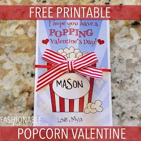 My Fashionable Designs: Free Printable: Popcorn Valentine Random Holidays, Crafts Classroom, Popcorn Valentine, Classroom Snacks, Valentine Card Template, Valentines Bricolage, Valentine's Ideas, Class Valentines, Valentine Gifts For Kids