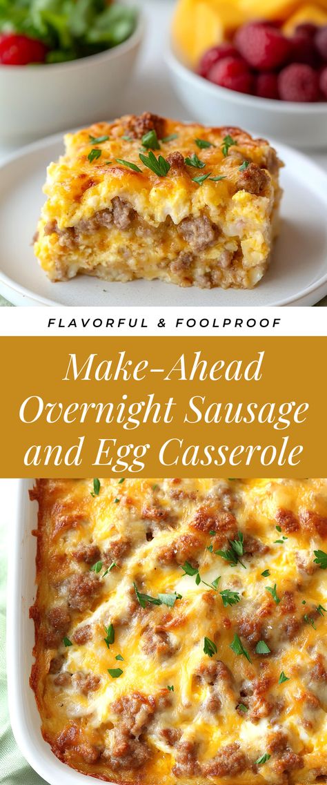 Image for Make-Ahead Overnight Sausage and Egg Casserole Sausage And Egg Casserole, Breakfast Casserole With Bread, Christmas Breakfast Casserole, Easy Breakfast Casserole Recipes, Healthy Breakfast Casserole, Make Ahead Breakfast Casserole, Breakfast Egg Casserole, Best Breakfast Casserole, Overnight Breakfast Casserole