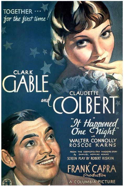 Poster from the film It Happened One Night It Happened One Night, Frank Capra, Old Film Posters, Claudette Colbert, Night Film, Old Film, Vintage Movie Posters, Classic Movie Posters, Movies Of All Time