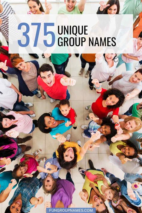 375  Unique Group Names For Every Team! Group Names Ideas Creative, Unique Group Names, Youth Group Names, Best Group Names, Girls Group Names, Group Names Ideas, Group Names, College Event, Social Skills Groups