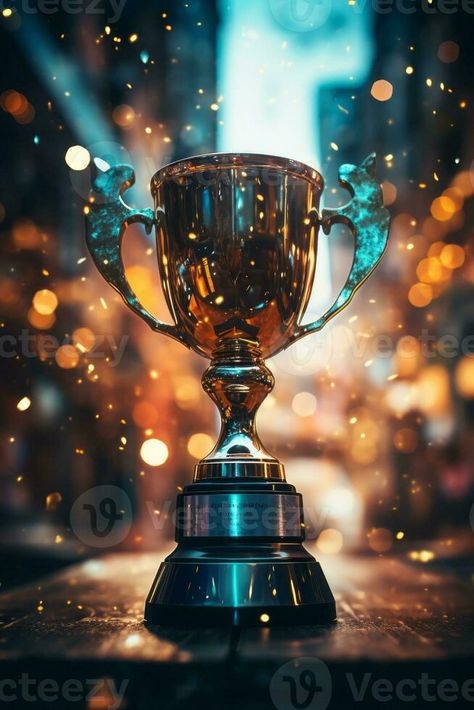 an award trophy sitting on top of a wooden table generative ai Gold Trophy Aesthetic, Award Trophy, Awards Trophy, Trophies & Awards, Graphic Templates, Wooden Table, Wooden Tables, Vision Board, Collage