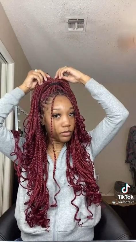 Single Braids Hairstyles, Box Braids Styles, Red Braids, Big Box Braids Hairstyles, Goddess Braids Hairstyles, Braids Styles, Single Braids, African Hair Braiding Styles, Box Braids Hairstyles For Black Women