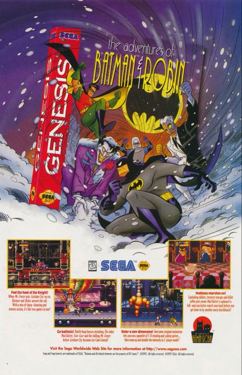 The Adventures of Batman & Robin Sega Genesis ad Pinterest Games, Mega Drive Games, Retro Games Poster, Gaming Magazines, Retro Arcade Games, Retro Gaming Art, Video Game Posters, Video Game Music, Retro Video