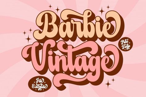 Barbie Vintage Extrude is playfully nostalgic and delivers an incredible display font. Use this display font to add that special retro touch to any design idea you can think of! Masterfully designed to become a true favorite, this font has the potential to bring each of your creative ideas to the highest level! Try before […] Get your free download of the Barbie Vintage Extrude Font now at FreeFon... Glamour Vintage, Font Digital, Vintage Font, Online Fonts, Best Graphic Design, The Strokes, Display Fonts, Barbie Vintage, Font Generator