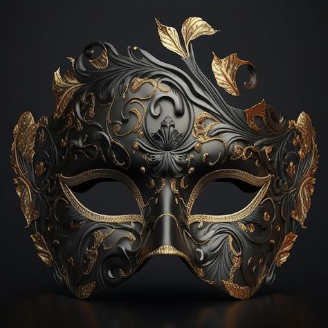 Photo a mask with gold and black designs... | Premium Photo #Freepik #photo #masquerade #masquerade-mask #venetian-mask #masquerade-party Black Masquerade Mask Full Face, Party Mask Design, Masquerade Mask Ideas, Masquerade Mask Drawing, Masquerade Mask Aesthetic, Black And Gold Mask, Black And Gold Masquerade Mask, Masquerade Mask Black, Gold Masquerade Mask