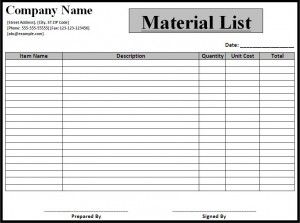 Material-List-Template-300x223 Product Pricing Worksheet, Science Magazine, Office Word, School Supplies List, Receipt Template, Checklist Template, Template Word, Excel Templates, Cleaning Checklist