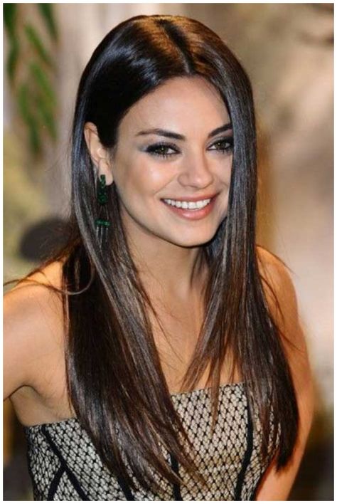 25+ Long Dark Brown Hairstyles Mila Kunis Straight Hair, Mila Kunis Long Hair, Poker Straight Hair Hairstyles, Celebrity Long Hairstyles, Dark Straight Hair, Mila Kunis Hair, Celebrity Long Hair, Celebrities Hairstyles, Straight Hairstyle