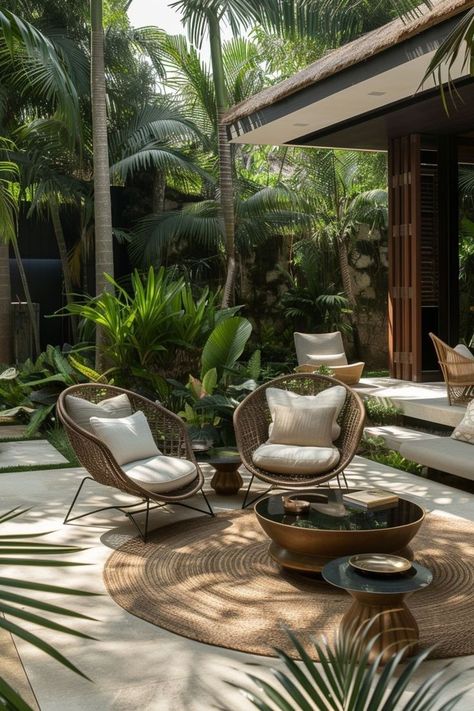 Modern Tropical House, Woodland House, Outdoor Paradise, Outdoor Living Rooms, Landscape Garden, Tropical House, Outdoor Gardens Design, Boho House, Tropical Landscaping