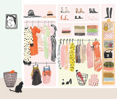 How To Organize Your Closet Once And For All | Chatelaine How To Organize Your Closet, Dress Clipart, Organize Your Closet, Clothes Illustration, Closet Organization Ideas, Garment Racks, How To Organize, Design Your Home, Chatelaine