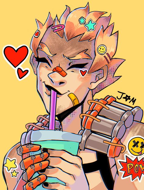 artist’s tiktok is j.a.m.star Mercy And Junkrat, Overwatch Icons Aesthetic, Overwatch Christmas Fanart, Junkrat Ow2, Ow Fanart, Overwatch Poster, Junkrat Overwatch, Silly Rat, Junkrat Fanart