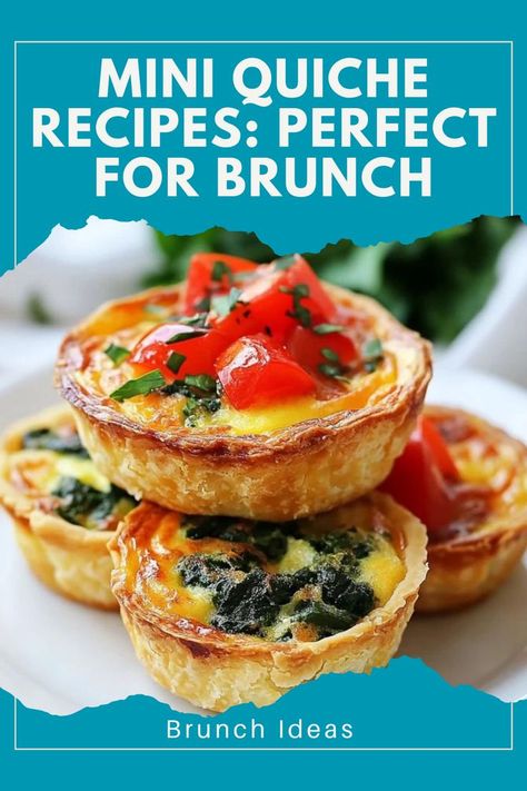 🍳 Mini Quiches – These mini quiche recipes are perfect for brunch or a quick snack! Full of flavor and easy to make. 🧀 #MiniQuiches #BrunchIdeas #SavoryBites #QuickMeals Mini Bisquick Quiche, Brunch Quiche Mini, Easy Brunch Ideas For Two, Mini Egg Quiche Recipes, Small Quiche Recipes, Easy Mini Quiche Recipes, Mini Crustless Quiche Recipes, Individual Quiche Recipes, Mini Brunch Food Ideas