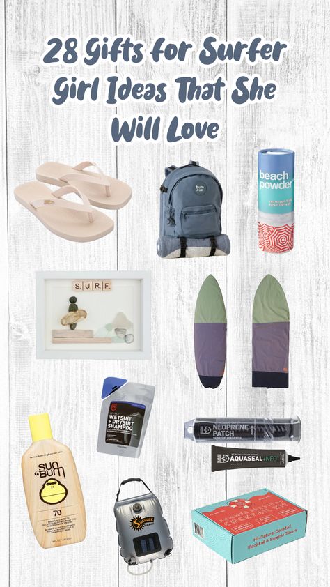 If you happen to know a surfer girl, getting them a gift would be a warm gesture to let her know you are rooting for her. You can browse through the 28 items listed on this list for surfer girls and find the perfect one for her. Surely, there is something for everyone. #surfergirlgiftsideas #surfergirlgifts #surfergirlgiftguide #giftsforsurfergirl #surfergirlbirthdaygifts Surfer Backpack, Surfer Gifts, Surfboard Traction Pad, Surfer Girl Gifts, Surfboard Covers, Perfect Beach Bag, Female Surfers, Surfer Girls, Surfboard Bag