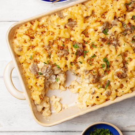 Sausage Mac and Cheese Sausage Mac And Cheese Recipe, Sausage Macaroni, Sausage Mac And Cheese, Chicken Bites Recipes, Cheap Meal Plans, Fast Meals, Bites Recipes, Cheap Meal, Sausage Bake