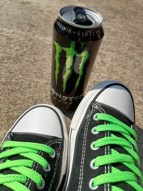 Monster Energy Shoes, Monster Drink Aesthetic, Hot Topic Aesthetic, Monster Energy Clothing, Monster Energy Aesthetic, Monster Cans Diy, Monster Flavors, Monster Drink, Monster Aesthetic