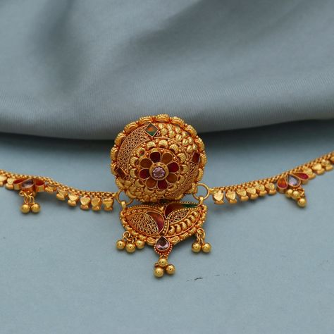 Gold Borla Design, Rakhdi Borla Designs, Rakhdi Borla Designs Gold, Gold Head Jewelry, Rajputana Jewellery, Indian Style Wedding, Gold Set Design, Simple Necklace Designs, Wedding Jewellery Designs