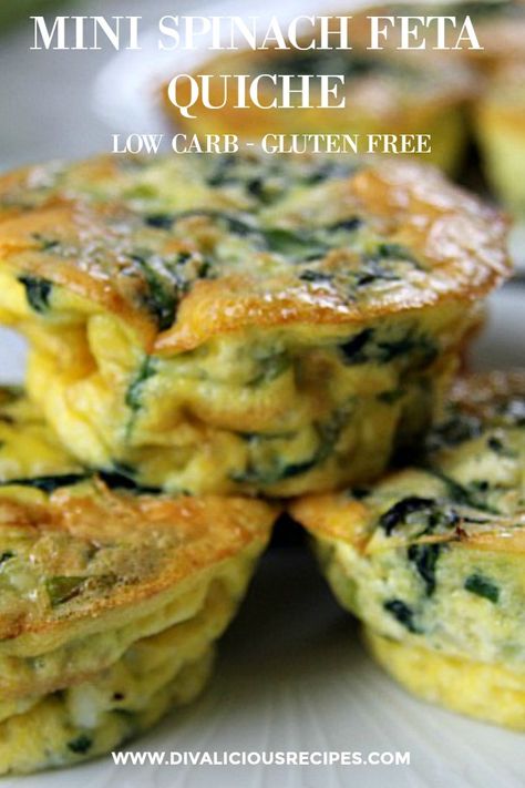 Mini Spinach Feta Quiche - Divalicious Recipes Spinach Feta Quiche, Quiche Recipes Crustless, Quiche Crust, Feta Quiche, Mini Quiche Recipes, Quiche Muffins, Lunch Picnic, Quiche Recipes Easy, Pie Maker