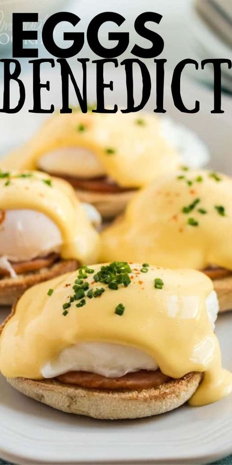 Eggs Benedict is a delicious open-faced English muffin sandwich. Topped with a perfectly poached egg, Canadian bacon, and a rich, creamy hollandaise sauce. #eggsbenedict #breakfast #breakfastrecipes #mothersdayrecipes #brunch #sandwich #breakfastsandwich #hollandaise English Muffin Sandwich, Muffin Sandwich, English Muffins Sandwich, Brunch Sandwich, Benedict Recipe, Recipe For Hollandaise Sauce, Eggs Benedict Recipe, English Muffin Recipes, Egg Benedict