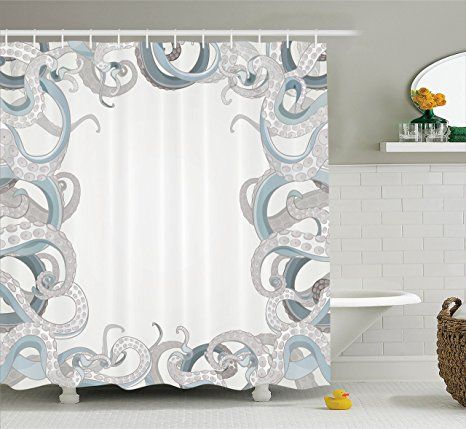 Under The Sea Art, Curtain Background, Octopus Decor, Octopus Tentacles, Bathroom Decor Sets, Shower Curtain Decor, Sea Art, Patterned Shower Curtain, Room Darkening Curtains