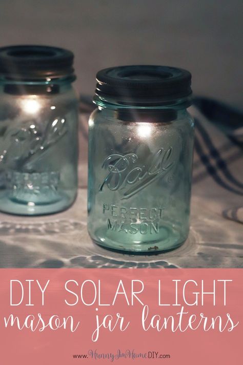 These simple mason jar lanterns are one of the best mason jar crafts. If you’re wondering how to make mason jar solar lights, you love this easy farmhouse craft. Mason jar décor makes great farmhouse décor. Mason jar lanterns are fun mason jar crafts for home diy! Learn how to make mason jar solar lights diy and make your own mason jar decorations for your farmhouse home décor. Mason Jar Solar Lights Diy, Bug Repellent Candles, Jar Garden, Mason Jar Solar Lights, Jar Decorations, Solar Light Crafts, Solar Lights Diy, Solar Mason Jars, Diy Outdoor Lighting