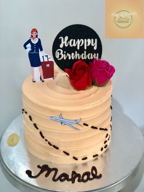 Flight Attendant Party, Flight Attendant Cake, Paris Themed Birthday Party, 17 Birthday Cake, Graduation Party Cake, Birthday Vibes, Cake Models, Simple Cake Designs, Simple Cake