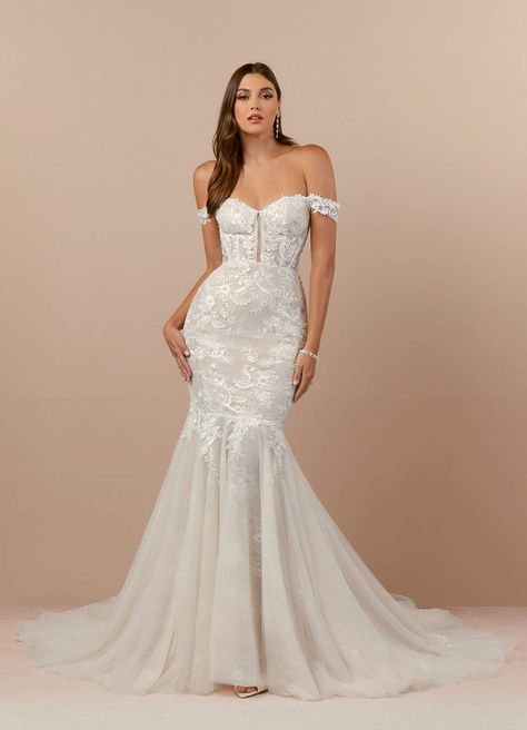 Diamond White/Champagne Azazie Sirena Mermaid Sweetheart Sequins Tulle Chapel Train Dress | Azazie Boho Elegant Wedding, Wedding Dresses Diamonds, Chapel Train Wedding Dress, White Champagne, Detachable Sleeves, Trumpet Wedding Dress, Mermaid Sequin, Wedding Dress Train, Chapel Train