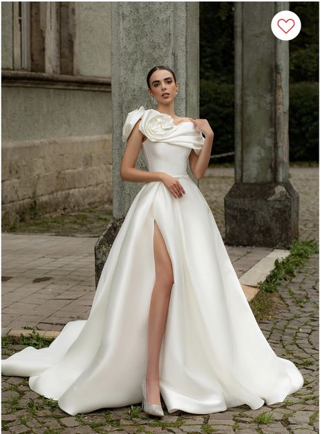 Wedding Dresses Accessories, Satin Wedding Dress With Embroidery, Sabrina Neckline Wedding Dress, Old Hollywood Wedding Dress Glamour, Unique Elegant Wedding Dresses, Avante Garde Wedding Dress, Classical Wedding Dress, Wedding Dress 2024 Trend, Wedding Gown With Gloves