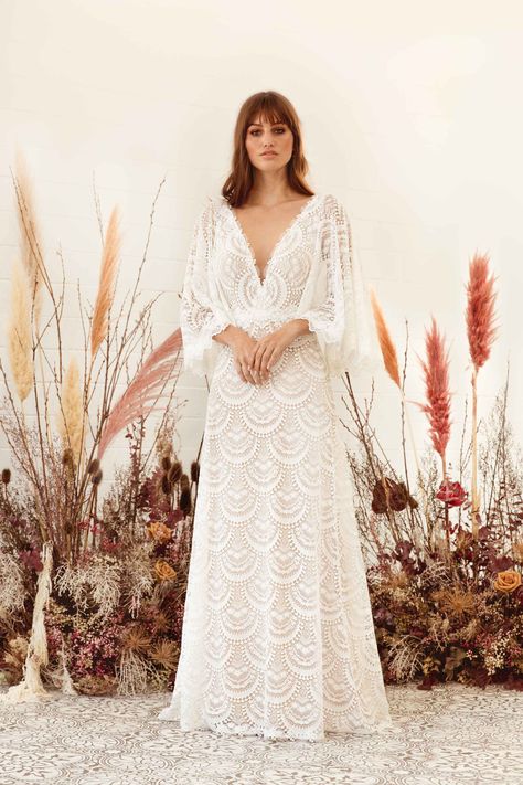 Civil Wedding Dresses Winter, Cotton Lace Wedding Dress, White Long Sleeve Hippie Dress, White Maxi-length Boho Dress For Garden Party, Boho Maternity Wedding Dress Long Sleeve, Vintage Wedding Dress 1970s, Dress 70s Style, Bohemian White Floor-length Wedding Dress, Bridal Maxi