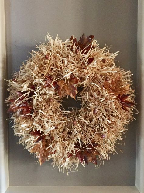 Transitional Fall Wreath DIY - Nature Way Raffia Wreath Ideas, Fall Straw Wreath Ideas Diy, Wreaths With Raffia, Raffia Wreath Diy, Twig Wreath Ideas, Raffia Wreath, Shower Necessities, Cozy Crafts, Unique Fall Wreath