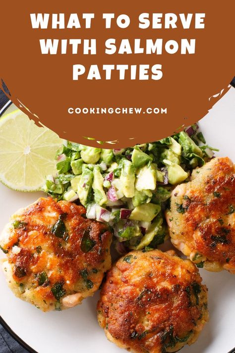 Salmon Patties And Sides, What To Serve With Salmon, Easy Salmon Patties, Fried Food Recipes, Recipes For Salmon, Burger Sides, Fish Burgers, Side Dishes For Salmon, Chicken Fries