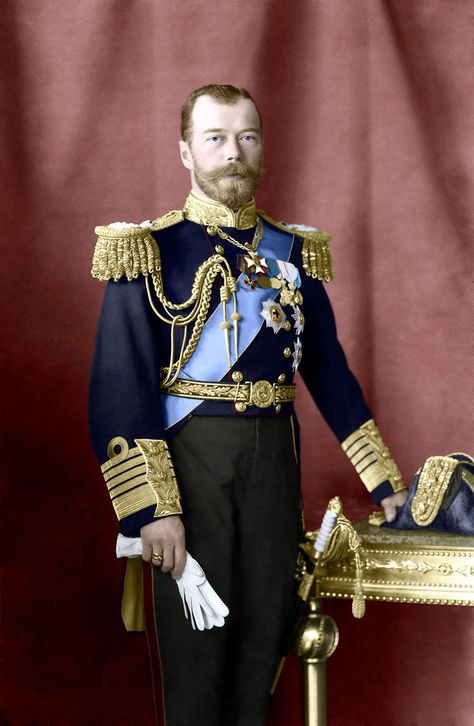 Emperor Nicholas II in a formal portrait photograph. Imperial Russia Fashion, Imperial Russian Uniform, Russian Napoleonic Uniforms, Imperial Clothing, Imperial Crown Of Russia, Royal Military Uniform, Tsar Nicholas Ii, Russian History, Tsar Nicholas