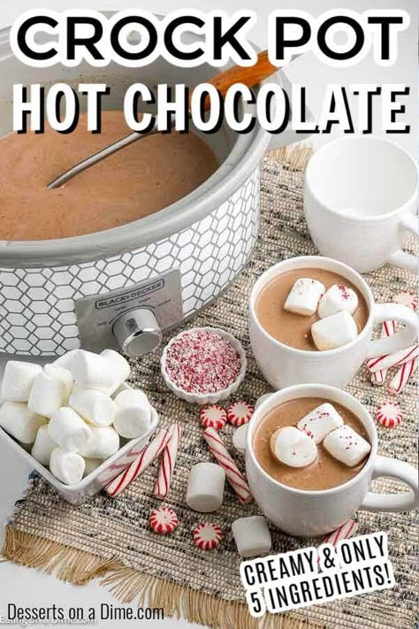 Homemade Hot Chocolate Crockpot, Crock Pot Hot Chocolate Recipe, Crock Pot Hot Chocolate, Hot Chocolate Ingredients, Hot Chocolate Recipe Homemade, Crockpot Hot Chocolate, Fall Backyard, Homemade Hot Cocoa, Chocolate Recipes Homemade