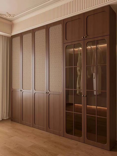 Dressing Room Wooden Design, Teak Wardrobe Design, Entrance Closet Ideas Modern, Wardrobe Furniture Design, Curved Wardrobe, Wardrobe Design Bedroom Indian, Wardrobe Shutters, Wardrobe Shutter Design, Wooden Cupboard Design