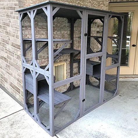 Amazon.com : Aivituvin Catio Outdoor Cat Enclosure Large Walk in Cat Kennel Kitten Cage with Platforms and Small Houses : Pet Supplies Outside Cat Enclosure, House Magic, Cat Kennel, Cat Patio, Calico Cats, Outdoor Cat Enclosure, Outdoor Cat House, Outdoor Cat, Cat Cages