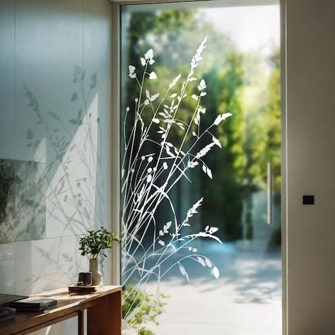 Grafolex - Etsy Canada Glass Door Sticker Design, Glass Door Film, Bath Shower Doors, Etched Glass Door, Glass Decoration, Sandblasted Glass, Shop Windows, Window Film Privacy, Glass Partition