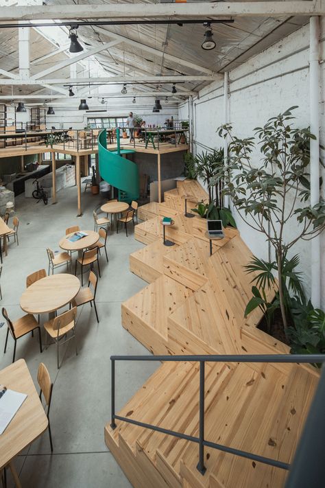 Coworking Space Design, Communal Kitchen, Shelter Design, Warehouse Design, Courtyard Design, Collaboration Space, Cafe Interior Design, Diagram Architecture, Beauty Design