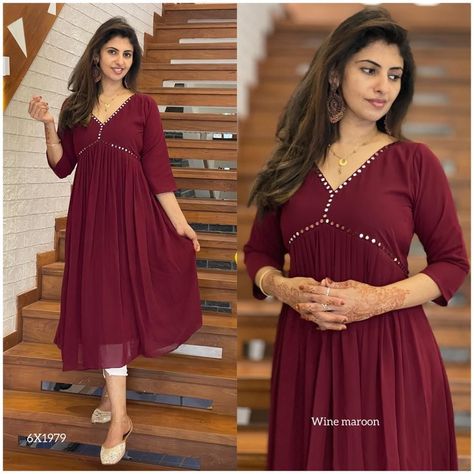 Plain Tops Kurtis, Dresses With Georgette Fabric, Kurti Designs Latest Jorjet, Geogeratte Kurti, Function Wear Kurtis, Aliya Cut Kurti Design, Alya Cut Kurti, Plain Georgette Kurtis, Aliya Cut Dress Design