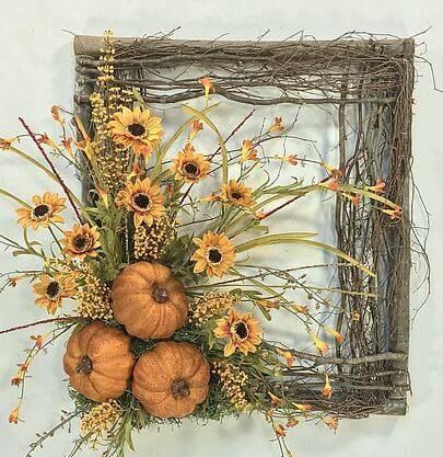 Square Wreaths, Frame Wreaths, Picture Frame Wreath, Square Wreath, Fall Floral Decor, Crooked Tree, Twig Wreath, Grapevine Wreaths, Fall Deco