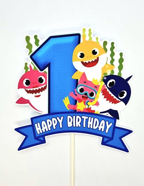 Baby Shark Printables Cake Topper, Baby Shark Cake Topper Printable, Baby Shark 1st Birthday, Baby Shark Name, Baby Shark Cake Topper, Shark Printables, Shark Cake Topper, Cinderella Cake Topper, Baby Shark Cake