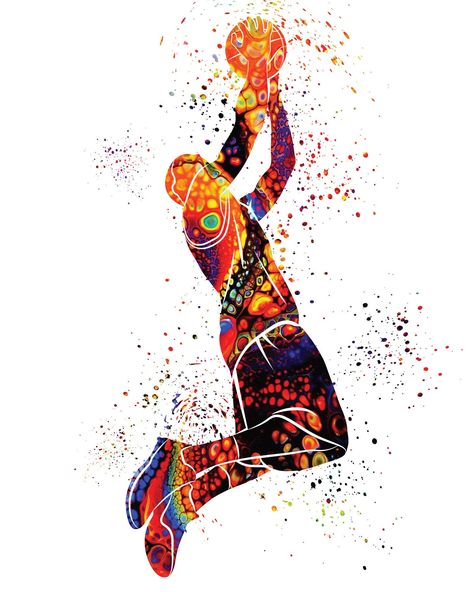 Sport Poster Design Ideas, Basketball Watercolor, Basketball Canvas Painting, Basketball Stickers, Basketball Logo Design, Basketball Artwork, Basketball Print, Nba Poster, Basketball Drawings