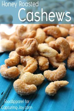 Honey Roasted Cashews Recipe - an easy and healthy snack! @foodapparel Honey Roasted Cashews Recipe, Honey Roasted Cashews, Cashew Recipes, Roasted Cashews, Nut Recipes, Roasted Nuts, Candied Nuts, Honey Roasted, Snack Mix